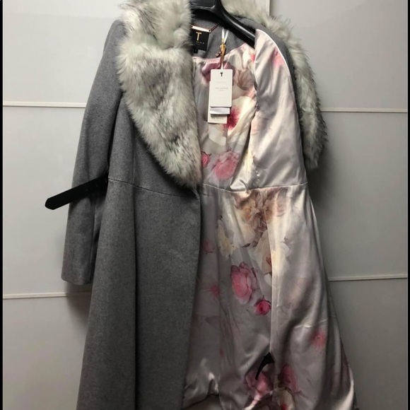 BNWT ted baker faux fur collar skirted coat Ted Baker size 4 ( Medium-Large) - Picture 6 of 7